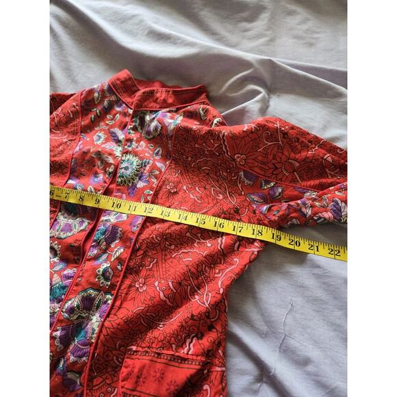 Phool Womens Medium Vintage Jacket Red Floral Boho Gypsy Festival Retro Asian - Picture 8 of 9
